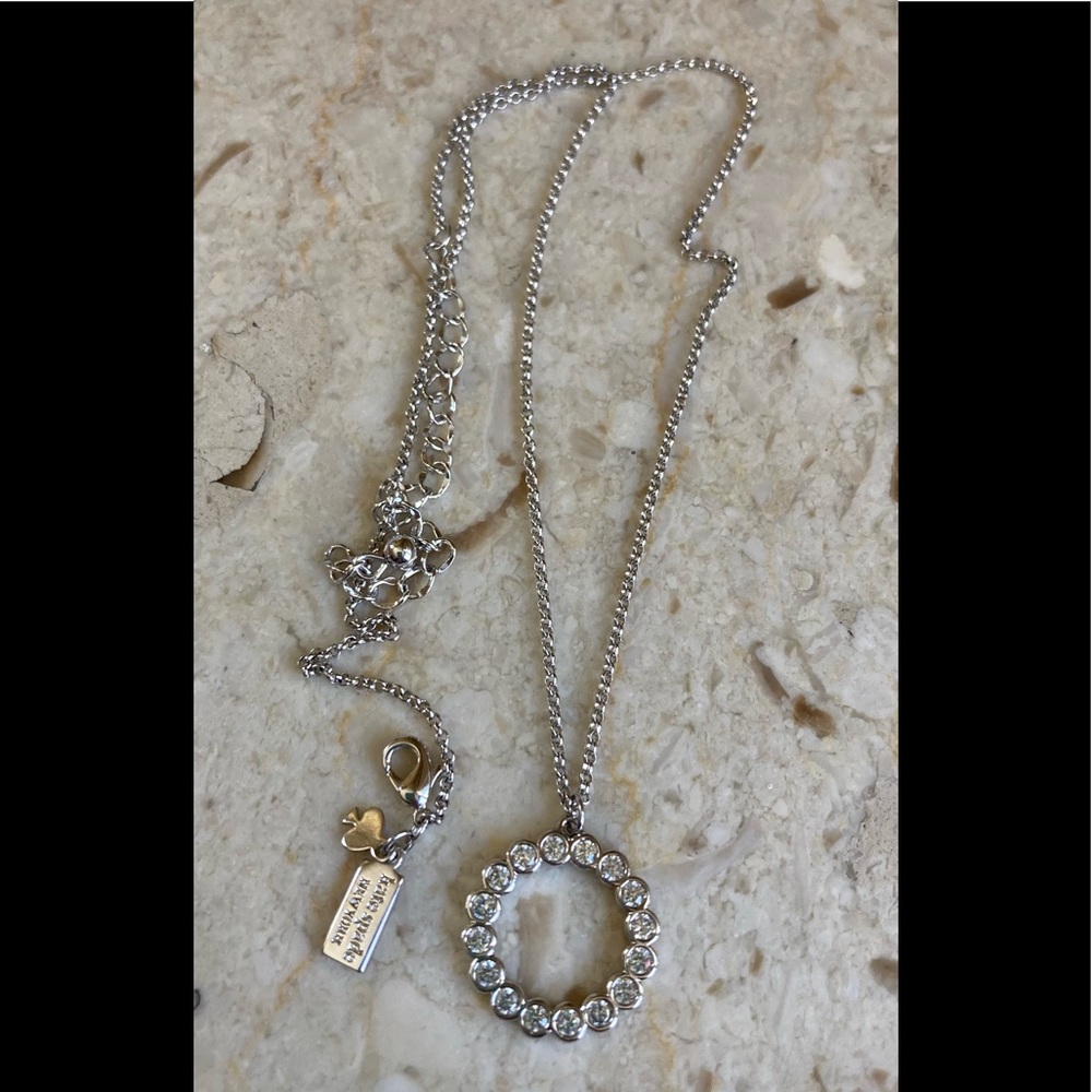 KATE SPADE Silver Plated Crystal Circle Pendant Necklace